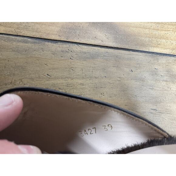 Brenda Zaro Women's 8US 39EU Leather Brown Calf Hair Slides Mules 3" Heels Amina - Picture 8 of 10